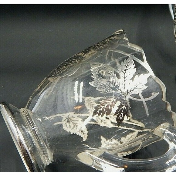 Silver City Glass Creamer and Sugar Forest Pattern Overlay - Picture 8 of 12